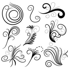 Fototapeta premium Black curl or swirl collection over white background