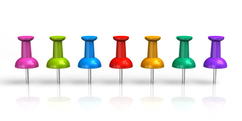 Row of color pushpins