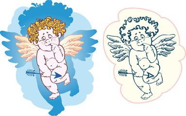 naked cupid with an arrow.