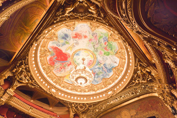 the interior of grand Opera in Paris