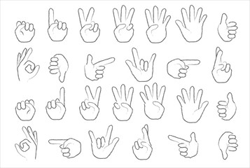 hands language vector set