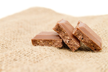 a few chocolate bars isolated on white