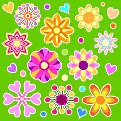 Colorful flower and heart collection