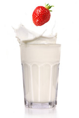 Milk splash with strawberry