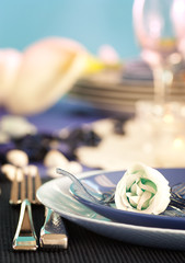 Blue romantic table setting
