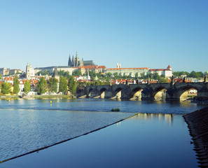Prague Castle with Charles bridge, Prague, Czech Republic