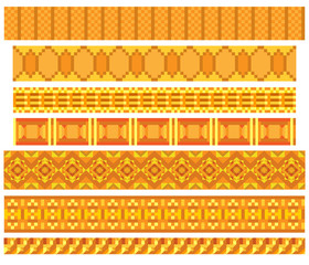 Orange and yellow trims or borders