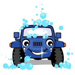 Off-road car on a carwash