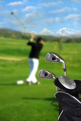 Man playing golf