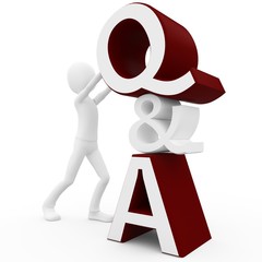 3d man with question and answer sign