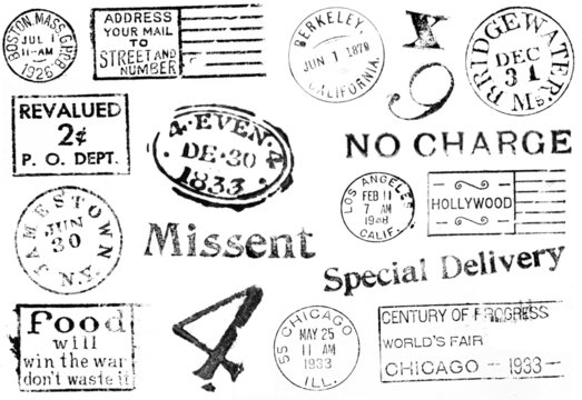 Fototapeta Variety of vintage postal marks