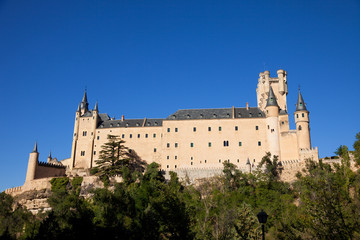 Fototapeta na wymiar Alcazar de Segovia against blue sky, Spain