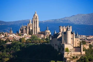 Deurstickers Vestingwerk Panoramisch van Segovia, Spanje.