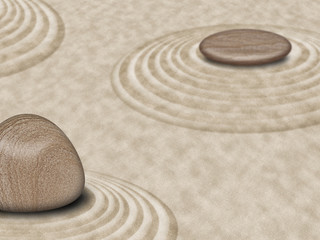 Fototapeta na wymiar Zen Stones on Sand Garden Circles 2