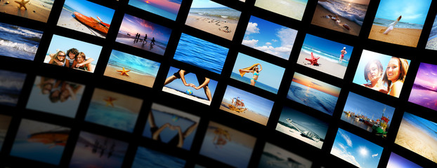 Modern TV screens video panel with summer themes