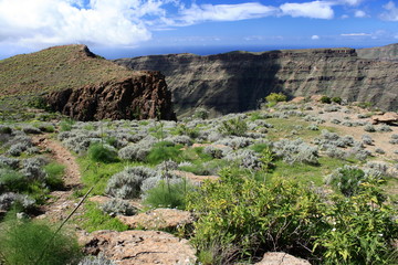 footpath on the edge of gorge on Gran Canaria