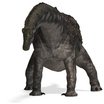 Dinosaur Diamantinasaurus. 3D rendering with clipping path and