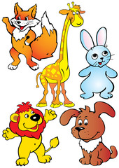 Naklejka premium Happy animals. Vector art-illustration.