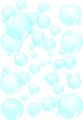 10 sizes of randomly distributed blue bubbles on white
