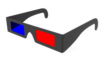 Anaglyph 3D glasses isolated on white