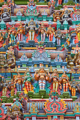Sculptures on Hindu temple tower