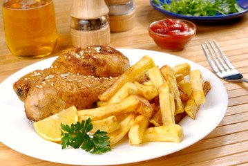 Fried chicken with potato