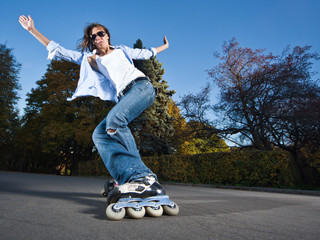 Fast rollerblading