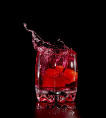red splash in glass
