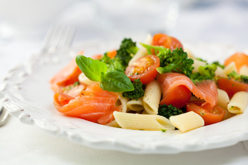 Gourmet pasta salad with smoked salmon