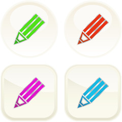 Pencil. Button set for web.