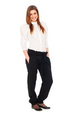 smiley student over white background