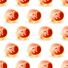 Shopping cart. Vector seamless background.