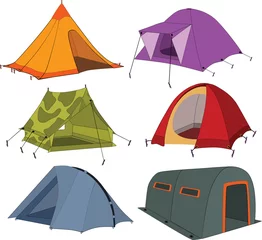 Zelfklevend Fotobehang Set toeristische tenten © liusa