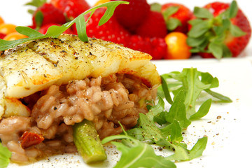 gebratener kabeljau auf rotweinrisotto und ruccola #2
