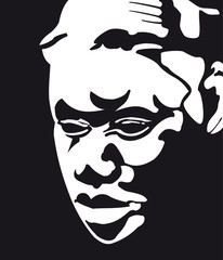 Vector African head sculpture