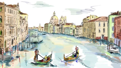 Papier Peint photo Lavable Venise Venice illustration