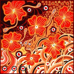 Sketchy Doodle Vine and Flower Scroll Vector Illustration