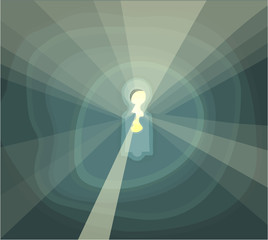 Picture of a keyhole and a rays of light