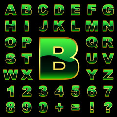 Vector alphabet for design. Green collection.
