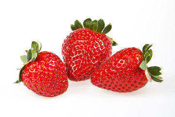 Three fresh strawberries