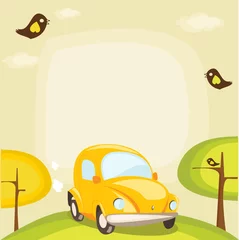 Rolgordijnen cartoon auto achtergrond met plaats voor uw tekst © karika