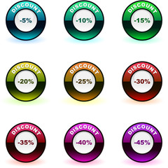 Discount label templates with different percentages