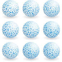 Globe with number mix. Vector set.