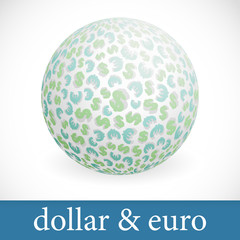 Globe with dollar and euro signs. Vector illustration.