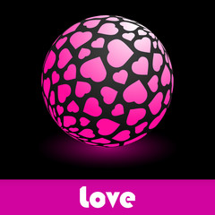 Globe with heart mix. Vector illustration.