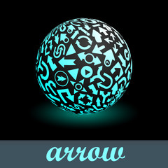 Globe with arrow mix. Vector illustration.