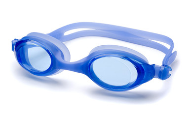 Blue swimming goggles isolated on white