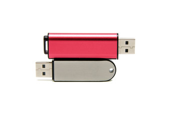 two flash drives on a white background.