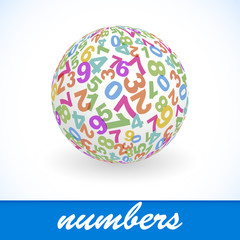 Globe with number mix. Vector illustration.