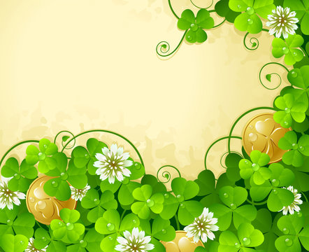 St. Patrick's Day Frame With Clover And Golden Coin 4